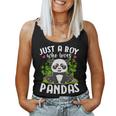Just A Boy Who Loves Pandas Funny Panda Lover Women Tank Top Weekend Graphic