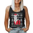 Llama Santa Hat Ugly Christmas Sweater Holiday Women Tank Top