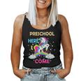 Look Out Preschool Here I Come Girl Unicorn Pre School Women Tank Top Weekend Graphic