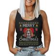 Merry Christmas Basset Hound Dog Ugly Sweater Women Tank Top