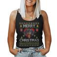 Merry Christmas Dachshund Dog Ugly Sweater Women Tank Top