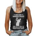 Never Underestimate A Retired Cop That Plays Golf Golfer Women Tank Top Basic Casual Daily Weekend Graphic