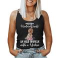 Never Underestimate An Old Woman With Yorkie Gift For Womens Women Tank Top Basic Casual Daily Weekend Graphic