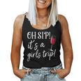 Oh Sip Its A Girls Trip Fun Wine Party Funny Women Tank Top Basic Casual Daily Weekend Graphic