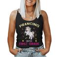 Prancing Into First Grade Unicorn Back To School Women Tank Top Weekend Graphic