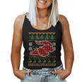 Red Plaid Alligator Santa Ugly Christmas Sweater Pajamas Women Tank Top