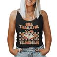 Retro One Thankful Teacher Pumpkin Spice Thanksgiving Fall Women Tank Top