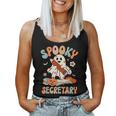 Spooky School Secretary Groovy Halloween Floral Ghost Women Tank Top