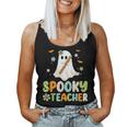 Spooky Teacher Ghost Holding Pencil Halloween Teaching Women Tank Top