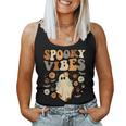 Spooky Vibes Halloween Ghost Outfit Costume Retro Groovy Women Tank Top