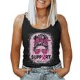 Support Squad Messy Bun Breast Cancer Awareness Pink Ribbon Women Tank Top
