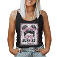 Support Squad Messy Hair Bun Girl Pink Warrior Breast Cancer Women Tank Top