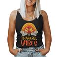 Thankful Vibes Turkey Retro Groovy Thanksgiving Rainbow Women Tank Top