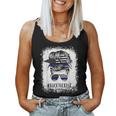 The Blue Line Flag Back The Blue Bleached Messy Bun Women Tank Top Weekend Graphic