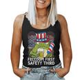 Usa 4Th Of July Frog Beer Freedom First Safety Third Women Tank Top Basic Casual Daily Weekend Graphic