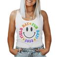 Field Day Fun Day 2023 Groovy Smile Face Funny Teacher Kids Women Tank Top Basic Casual Daily Weekend Graphic