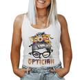Halloween Optician Costume Messy Bun Hair Women Tank Top