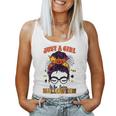 Just A Girl Who Loves Halloween Scary Messy Bun Costume Women Tank Top