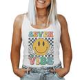 Seven Is A Vibe 7Th Birthday Smile Face Hippie Boy Girl Kid Women Tank Top