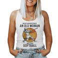 Never Underestimate An Old Woman Who Loves Softball Vintage Women Tank Top