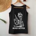Never Better Coffee Drinking Skeleton Lazy Diy Halloween Women Tank Top Unique Gifts