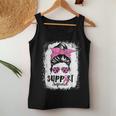 Breast Cancer Warrior Support Squad Messy Bun Pink Ribbon Women Tank Top Funny Gifts