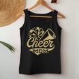 Cheer Mom Biggest Fan Cheerleader Black Yellow Gold Pom Pom Women Tank Top Unique Gifts