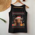 Christmas Bison Santa Hat Ugly Christmas Sweater Women Tank Top Unique Gifts