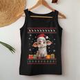 Christmas Goat Santa Hat Ugly Christmas Sweater Women Tank Top Unique Gifts