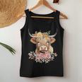 Cute Baby Highland Cow With Flowers Calf Animal Christmas Women Tank Top Unique Gifts
