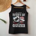 My First Fathers Day As A Godfather American Flag New Dad Women Tank Top Unique Gifts