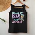 Fueled By Iced Coffee And Anxiety Retro Coffee Lover Women Tank Top Funny Gifts