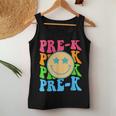 Groovy Pre-K Vibes Face Retro Teachers Kids Back To School Women Tank Top Weekend Graphic Funny Gifts