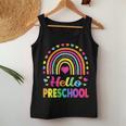 Hello Preschool Teacher Leopard Rainbow Back To School Women Tank Top Weekend Graphic Funny Gifts