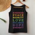 Kindness Peace Equality Rainbow Flag For Pride Month Women Tank Top Unique Gifts