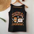 Lattes And Language Speech Therapy Sped Teachers Slp Fall Women Tank Top Unique Gifts