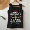 Most Likely To Drink All The Whiskey Family Christmas Pajama Women Tank Top Funny Gifts