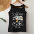 Never Underestimate An Old Lady Who Loves Camping July Women Tank Top Basic Casual Daily Weekend Graphic Funny Gifts