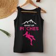 What Up Pitches Rock Climbing Rappelling Puns Women Tank Top Unique Gifts