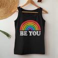 Be You Pride Lgbtq Gay Lgbt Ally Rainbow Flag Retro Galaxy Women Tank Top Unique Gifts