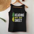 Reading Is Sweet Book Lover Pineapple Reader Teacher Read Women Tank Top Funny Gifts