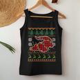 Red Plaid Alligator Santa Ugly Christmas Sweater Pajamas Women Tank Top Unique Gifts
