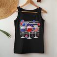 Red White Blue Three Wine Glasses American Flag 4Th Of July Women Tank Top Unique Gifts