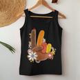 Retro Groovy Peace Turkey Grateful Hand Sign Thanksgiving Women Tank Top Unique Gifts