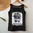 The Blue Line Flag Back The Blue Bleached Messy Bun Women Tank Top Weekend Graphic Funny Gifts