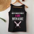 Never Underestimate A Girl With A Bat Baseball Women Tank Top Unique Gifts