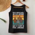 Never Underestimate An Old Man Who Is Fluent Fowl Language Women Tank Top Funny Gifts