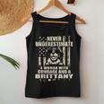 Never Underestimate Woman And A Brittany Usa Flag Women Tank Top Unique Gifts