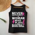 Never Underestimate A Woman Who Plays Basketball Women Tank Top Personalized Gifts