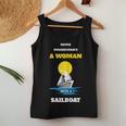 Never Underestimate A Woman With A Sailboat Boating Women Tank Top Unique Gifts